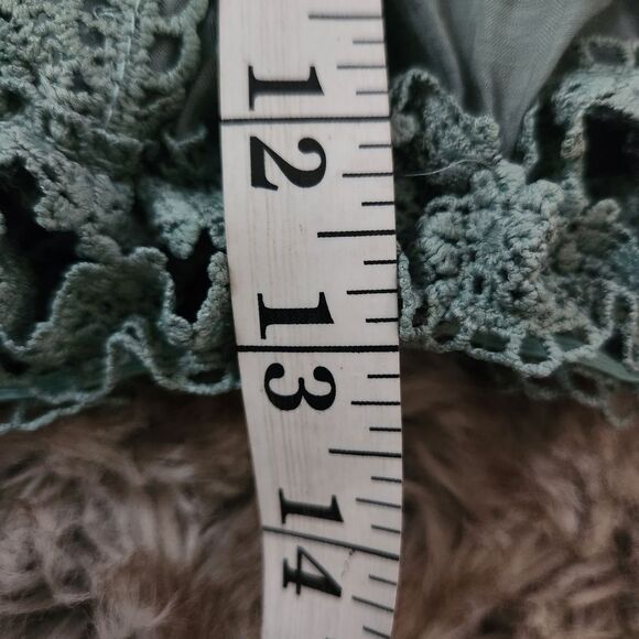 Savannah 7s Western Chic Elan Green Off-Shoulder Blouse‎ Lace Trim Women's Small - Picture 10 of 10